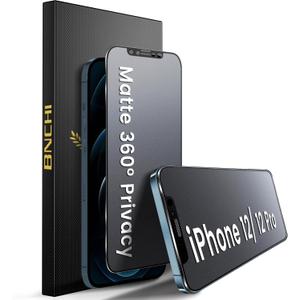 2 Pack for iPhone 12/iPhone 12 Pro 360°Privacy Matte Screen Protector, Horizontal and Vertical All Around Anti-Spy 9H Tempered Glass Film, Anti-Glare, Smooth as Silk, Scratch Resistant