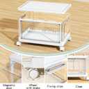 Kmiectse Clear Storage Bins with Lids - 4 Tier Plastic Bins with Wheels, Stackable Storage Bin, Closet Organizers Box for Bedroom, Living Room, 23 QT Folding Box with Magnetic door