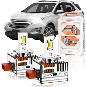 D5S HID Bulbs Fit for Chevy 2016-2018 Silverado 1500 LT LTZ LS WT 2018-2021 Equinox 30000LM 6000K White, Dual-sided 30 Chips, Xenon HID Light Replacement, 800% Brightness Pack of 2