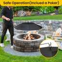 32-inch Round Fire Pit Lid - Metal Fire Pit Lid with Handle & Poker, Fit for Fire Pits up to 30", Heavy-Duty Outdoor Fire Pit Accessory (Black, 32 inch)