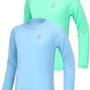 Roadbox Boys UPF 50+ Rash Guard Swim Shirt, 1 or 2 Pack Sun Protection Long Sleeve Shirts, Kids UV Rashguard for Beach Surf Size Large