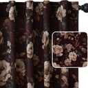 StangH Rust Red Printed Velvet Curtains for Nursery, Super Soft Luxury Floral Patterned Drapes Thermal Insulated Floor to Ceiling Decorative Panels for Bedroom, W52 x L102, 2 Panels (Flower on Rust)