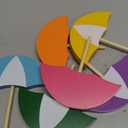 Jetec 6 Pcs Spring Summer Wooden Decor Colorful Umbrella Table Centerpieces Tiered Tray Decor Set Wooden Sun Shade Parasol Block Signs for Farmhouse Home Shelf Office(Sun Shade Umbrella)