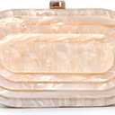 Fecialy Acrylic Evening Clutch Bag for Women Shell Shape Handbags Marbling Purse Formal Party Bridal Wedding Crossbody Bag (Champagne)