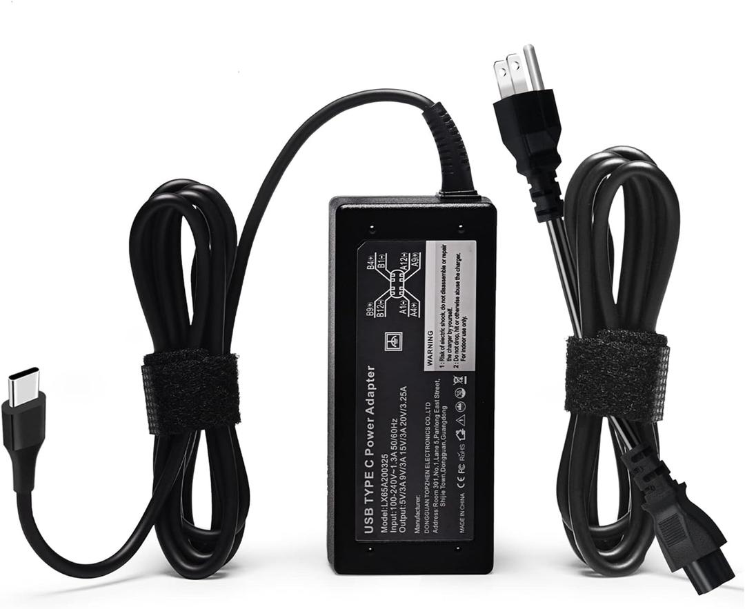 65W USB-C Laptop Charger Compatible with Dell Laptop Charger Latutide 5000 7000/XPS 13 15 5420 5550 5530 7450 7420 2in1 9360 9350,Chromebook 3100 65W Watt Type C AC Power Adapter Cord