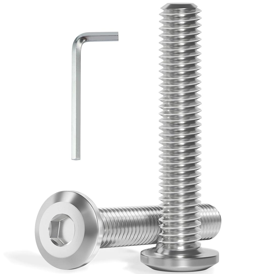 VGBUY M8-1.25 x 60 mm 16Pcs Flat Head Hex Socket Cap Screws Bolts,304 Stainless Steel 18-8,Full Thread,Hex Spanner Included (VG30131)