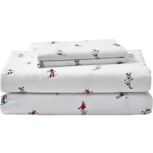 Eddie Bauer  Flannel Sheets Queen Size, AntiPilling & Wrinkle Resistant Cotton, Touchably Soft for AllSeason Comfort  Bed Sheets with Matching Pillowcases & Fitted Sheet (Ski Slope White)