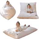 MAXYOYO 3 in 1 Kids Bean Bag Chair Bed, Child Floor Sofa for Gaming, Reading, Faux Fur Floor Mattress with High-Density Foam Filling for Living Room Bedroom, 50"x35"