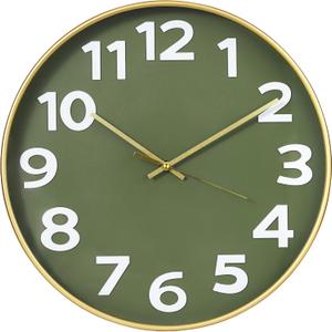 Maxstar 10 Inch Wall Clocks Battery Operated, Silent Non Ticking Modern Wall Clock for Living Room Bedroom Kitchen Office Classroom Decor (Olive Green)