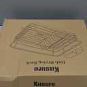 Kitsure Dish Drying Rack for Kitchen Counter, Stainless Steel Sink Organization and Storage Essentials with Cutlery Holder, Home and Appartment Decor, 12''W x 15.5''L, Light Grey