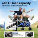 Collapsible Wagon - 600LBS Heavy-Duty Large Capacity Foldable Utility Cart, Oversized All-Terrain Wheels, 3-Second Quick Fold Beach Wagon for Camping, Gardening, Beach & Backcountry TripBLACK