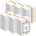 Bar Mops Gold Stripe Pack of 60 Kitchen Towels 16x19 Multi-Purpose for Home, Restaurant and Cleaning White Absorbent Washcloth Dishcloths Sets, Reusable Dish, Cloths Rags