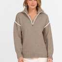 ANRABESS Womens Quarter Zip Sweaters Fall Long Sleeve V Neck Shirts Collared Business Casual Tops Knit Pullover Sweatshirts (L)