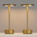 FDIDC 2 Pack Cordless Table Lamps Rechargeable, LED Portable 5000mAh Touch Table Light, 3 Color Stepless Dimming Battery Powered Table Lamp for Restaurant/Home/Outdoor/Camping.(Gold)