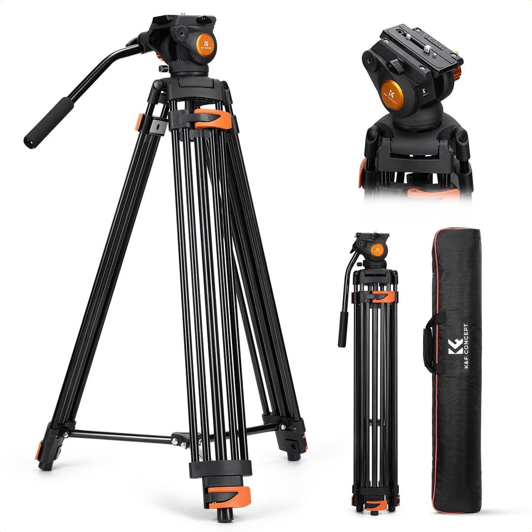 K&F CONCEPT 80" Video Tripod with Fluid Head