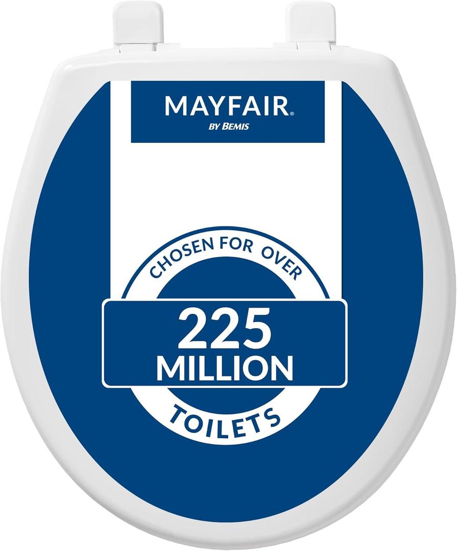 Mayfair Caswell Modern Slow Close Toilet Seat, Durable Plastic Seat, Made in USA, Round, White