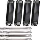 Criditpid Grill Replacement Parts for Nexgrill 4 Burner 720-0830H 720-0783E 720-0830A, 5 Burner 720-0888 720-0888N, Pack of 4 Grill Heat Plate Shields and Burners for Nexgrill Replacement Parts 4 Burner (Porcelain Steel)