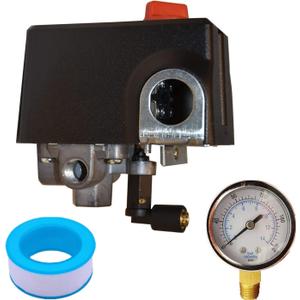CW219300AV Pressure Switch For Campbell Hausfeld Air Compressor 120/155 PSI 26Amps With 0-200 psi Gauge
