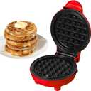 OVENTE Electric Mini Waffle Maker, 550W Fast Heating Element with Overheat Protection, 4-Inch Non-Stick Plates and Cooking Surface, Perfect for Breakfast, Hash Browns, Keto Chaffles, Red WM215R