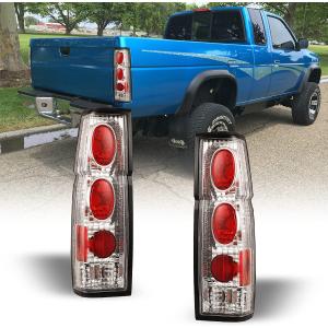 Nixon Offroad Tail Lights for Nissan Hardbody D21 SE XE 1986-1994 / Pickup SE XE 1995-1997 Tail Lamps Rear Lights Car Rear Lamps Assembly Replacement 1Pair (Chrome Housing/Clear Lens)