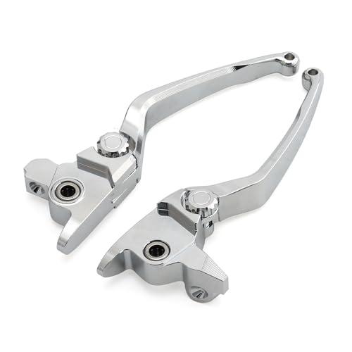 Motorcycle Levers Brake Clutch Handle Lever Adjustable Fit for Harley 2017-2020 Touring Road King Electra Glide Road Glide Street Glide 2019-2020 Trike Tri Glide Freewheeler (Long, Chrome)