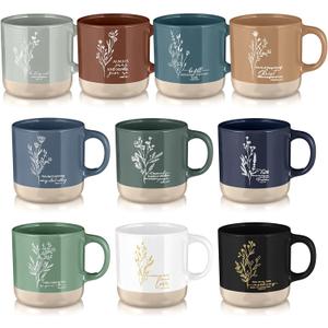 Didaey Mother's Day Christian Mugs Bulk for Women Inspirational Bible Verse Christian Coffee Mugs 13 oz Religious Ceramic Cup Church Gifts for Men Volunteer Sunday School Teacher(Neutral Color,10 Pcs)