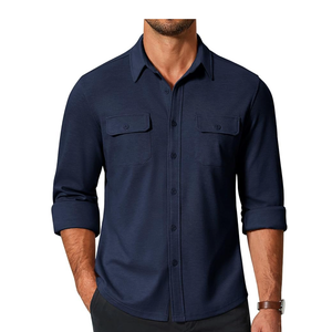 COOFANDY Mens Long Sleeve Shirts Casual Button Down Shirt Wrinkle Free Dress Shirt with Pocket, Medium, Dark Blue 