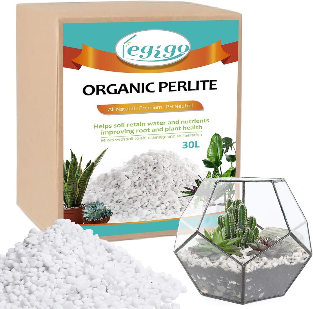 Legigo 30 Quarts Organic Horticultural Perlite for Plants Indoor- Natural Horticultural Soil Additive Conditioner Mix for Improves Drainage, Ventilation and Root Growth (EXP 08/31/27)