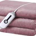 Electric Heated Blanket 62" x 84" Twin Size Soft Reversible Flannel Heated Blanket with 4 Heating Levels & 10 Hours Auto Off, Lightweight Heating Warming Blanket for Sofa & Office - Purple (103-dark Pink)