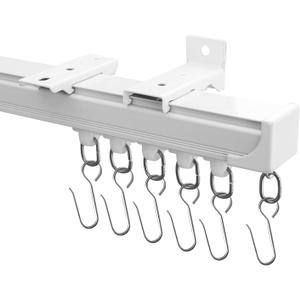 Ceiling Curtain Tracks,Curtain Track Wall Mount,Track Curtains Rod Ceilings Mount Heavy Duty Ceiling Tracks for Curtains Room Divider Rod with Hooks,White 9ft