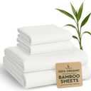 BAMPURE Luxury Series Queen Sheet Set - 100% Pure Viscose Bamboo Sheets - Super Soft, Cooling for Hot Sleepers - Deep Pocket (Up to 16'') (White)