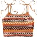 SOLY HUX Women's Boho Y2k Crop Top Camisole Tie Shoulder Spaghetti Strap Summer Cami Tops (S)
