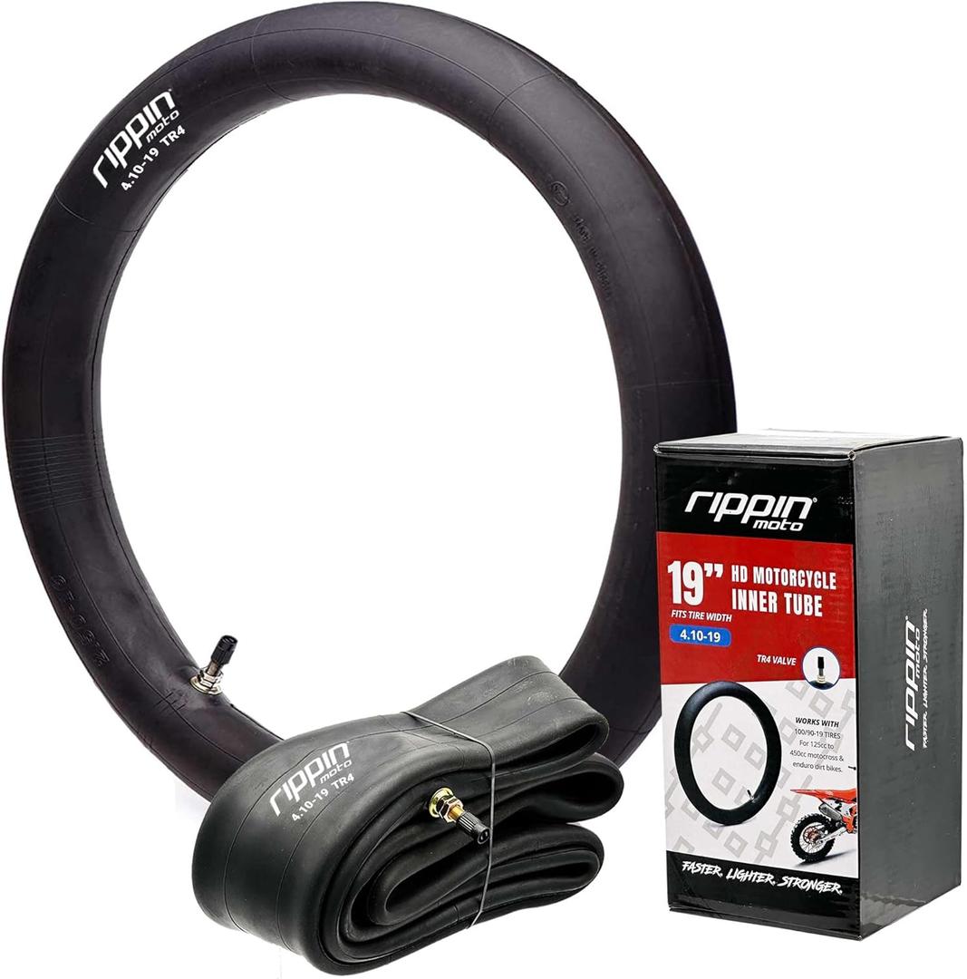 Rippin Moto 100/90-19 (4.10 X 19) Heavy Duty Motorcycle Tube - 3mm Thick - TR4 Valve - Fits Most 19" (4.10-19) Dirt Bike Tires