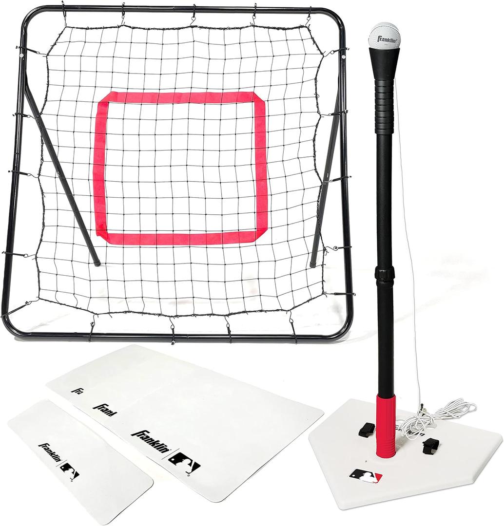 MLB Teeball Starter Set - Youth Baseball and Tball Tee, Baseball and Bases with Rebounder Net - Full Beginner, 1