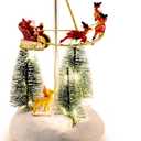 Christmas Snow Village Animated Flaming Sleigh Accessory Figurine, Lights Musical Christmas Santa Sleigh Vacation Decorations, Multicolor