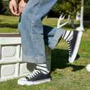 ZGR Womens White Tennis Shoes for Women,Lace up Canvas Sneakers,Casual Walking Canvas Shoes (7, Black)