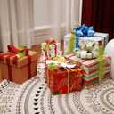 15.7 Inch Christmas Tree Topper - 24 Pcs Green and Red Tree Picks with Decorative Balls - Whimsical Xmas Decor for Holiday Party & Home Decor