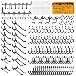 286-Piece Extra Thick Pegboard Hooks Set, 1/4" Heavy Duty Black Peg Board Organizer Accessories, Metal Pegboard Accessories with Pegs Lock, Peg Board Hooks for Hanging