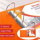 Sinload 8 Pcs 6 Inch 3 Ring Binder Heavy Duty Locking D Ring, Multicolor
