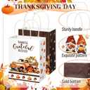 Fourluoo 30 Pack Thanksgiving Party Favor Fall Paper Gift Bags with Handles Thanksgiving Pumpkin Tote Bags 5.91 x 3.15 x 8.27 Inches Turkey Gnome Candy Gift Handbag for Harvest Party Supplies