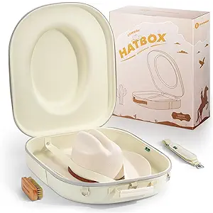 Cowboy Hat Box, Cowboy Hat Case for Travel, Crush Proof Storage for Western/Panama/Fedora, Carrier with Adjustable Shoulder Strap & Brush