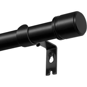Black Curtain Rods 32 to 144 Inches, HOTOZON 1 Inch Heavy Duty Curtain Rods for Windows 111 to 140 Inches(9.2-11.6 ft), Telescoping Adjustable Drapery Rod with Simple End Cap Finials