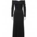 Long Sleeve Side Ruched Black Dress, 06