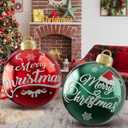 2Pcs 24 Inch PVC Giant Outdoor Ornament Balls Outdoor Christmas Balls, Giant Inflatable Christmas Ornaments Ball Xmas Blow up Ornament Ball for Indoor Yard Porch Lawn (Graphic Style, 2Pcs)