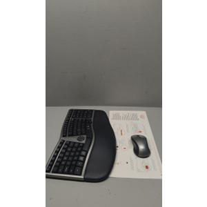 MEETION Ergonomic Wireless Keyboard and Mouse Combo, 2.4G Curved Compact Keyboard with Cushioned Palm Rest, 4 Level DPI Adjustable Wireless Mouse, for Windows/Mac/Desktop/Laptop/PC, Gray Black