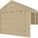 Carport Sidewall Panel with Elastic Ball Bungees, for 10x20 FT or 12x20 FT Garage Party Tent Shelter - Beige, One Sidewall Panel Only