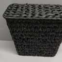 Coeusy Black Wicker Trash Can with Lid and Liner,Waterproof Narrow Waste Basket for Bathroom,Bedroom,Office,3 Gallon