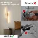 Modern Battery Operated Wall Sconce Set of Two,Gold Wall Light with Remote,Rechargeable LED Wall Lamp Indoor for Bathroom Living Room Bedroom Corridor