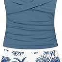 Aulyffo Girls Tankini Swimsuit Size 17-18 , Tropical Print Swimsuits for Teen Girls Criss Cross Kids Swimwear 