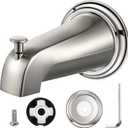 Dreyoo Tub Spout Kit Compatible with American Standard 8888026.002, Slip On Diverter Tub Spout with Metal Cover Ring and Gasket, Bathroom Bathtub Faucet Fits 1/2'' Copper Water Tube (Brushed Nickel)